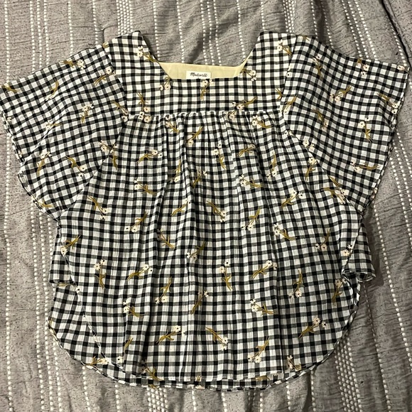 Madewell x Crewcuts Embroidered Gingham Butterfly Top size 16 - Picture 2 of 4